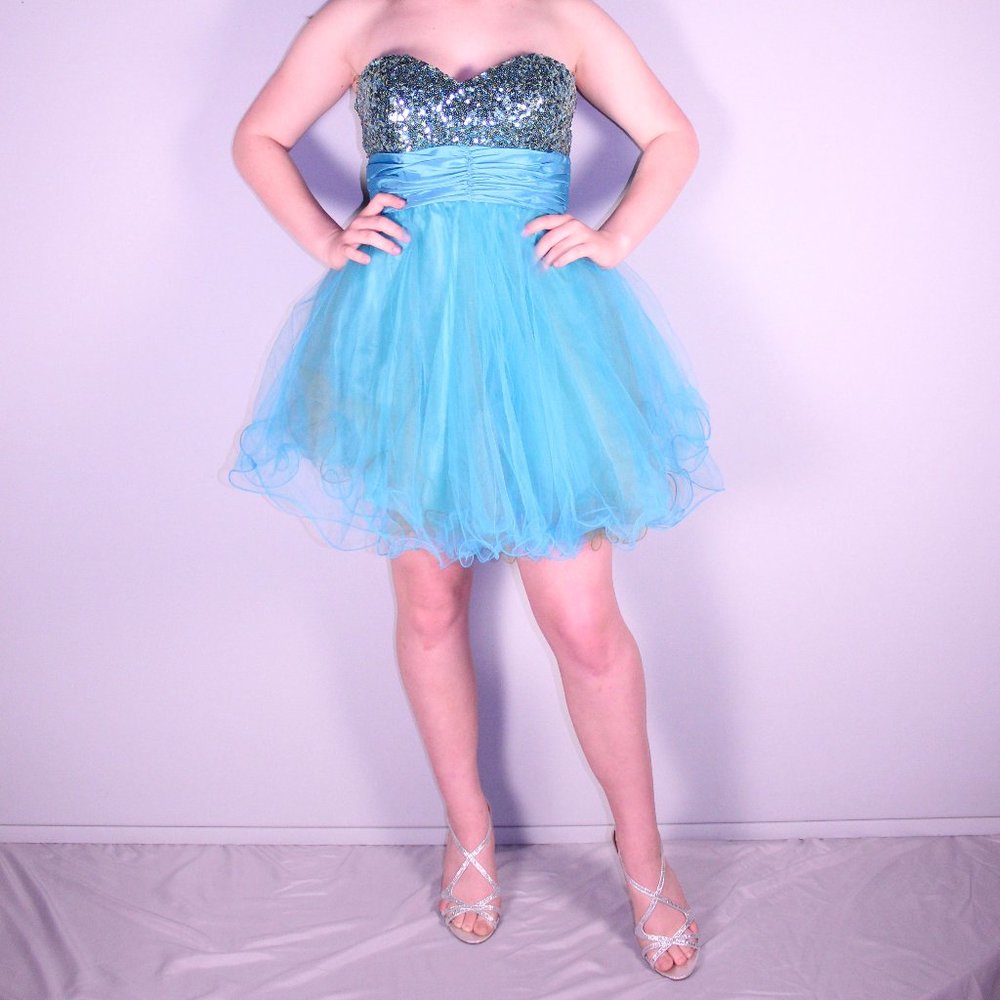 Short Aqua Blue Formal Dress